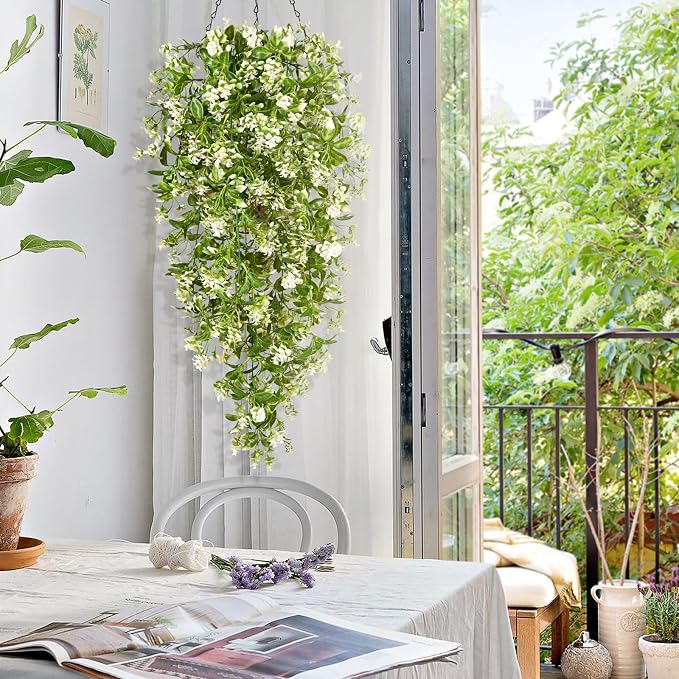 Waipfaru 8pcs Fake Hanging Plants, Artificial Hanging Flowers Faux Ivy Pothos Vines Greenery for Wall Home Bedroom Living Room Aesthetic Kitchen Office Aesthetic Kitchen Indoor Outdoor Decor