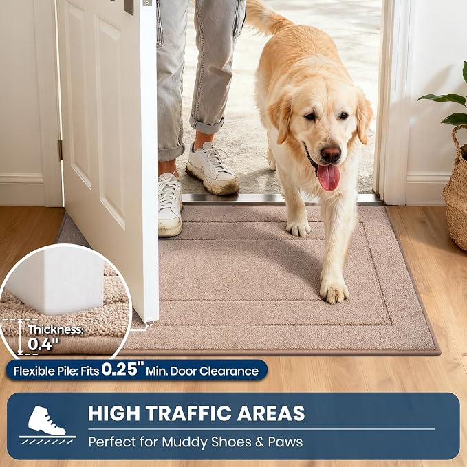 PURRUGS Machine Washable Kitchen Rug 32" x 47", Non-Slip/Skid Kitchen Runner Rugs & Floor Mats, Super Absorbent Soft Standing Mats for Kitchen, Sink & Laundry, Beige