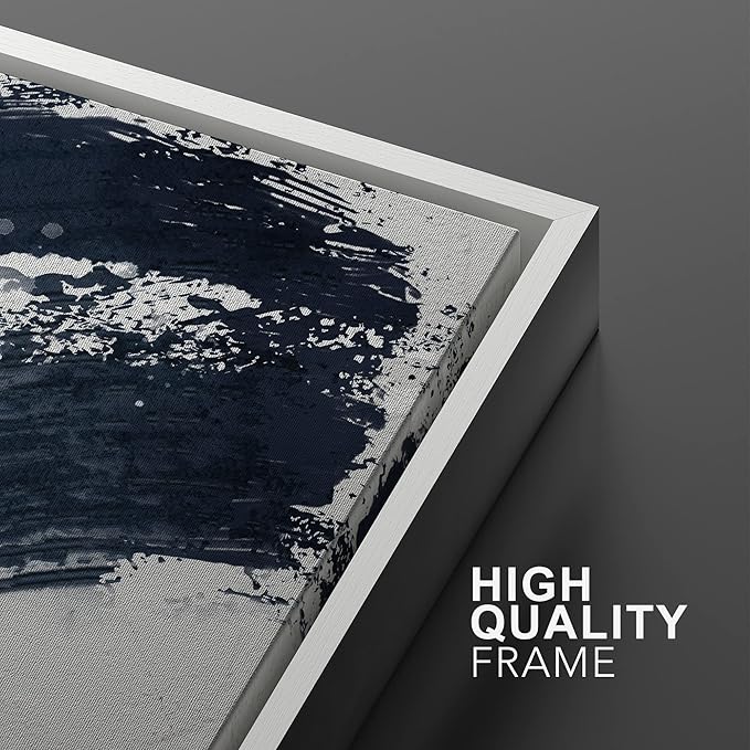 SIGNWIN Framed Canvas Print Wall Art Set Black Gray Pastel Paint Stroke Spiral Ring Abstract Shapes Illustrations Modern Minimal Decorative for Living Room, Bedroom, Office - 16"x24"x2 White