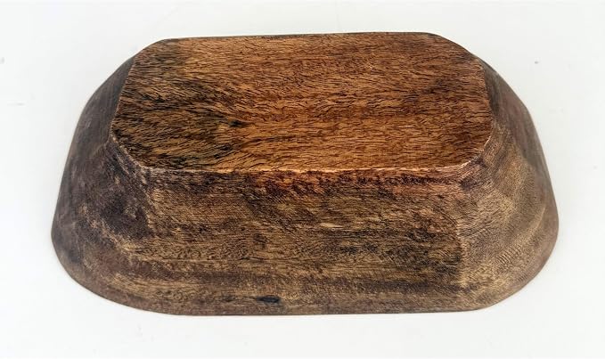 ANDALUCA Natural Mango Wood Rectangular Decorative Bowl (10 Inch)