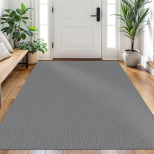 EARTHALL Washable Area Rug 4x6 Ft Non Slip Rugs for Entryway Braided Throw Rugs with Rubber Backing Bedroom Carpet Cotton Entry Rug Woven Floor Rug for Bedroom Dining Room Living Room, Charcoal Gray
