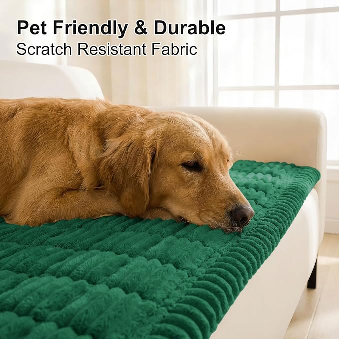 Smiry Couch Cover for Dogs, Non Slip Washable Sofa Protector for Pets, Soft Furniture Cover for Pet, Stylish Sofa Covers, Cozy Protect Against Fur, Dirt & Everyday Messes (Turquoise, 27.6" x 95")