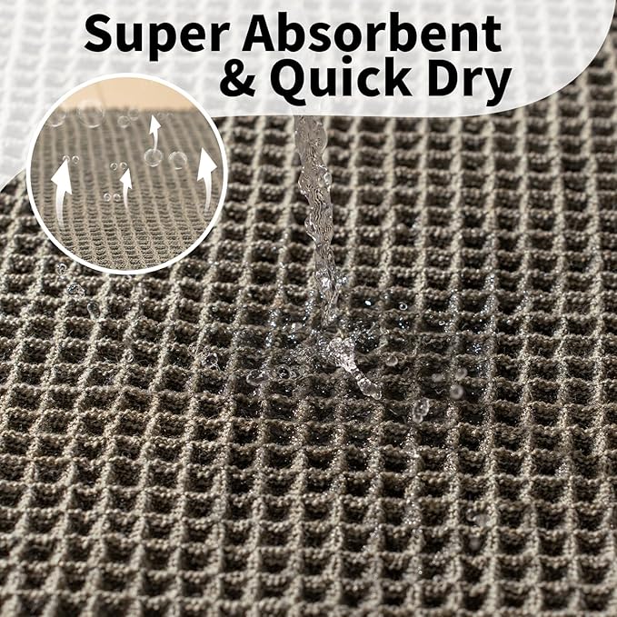 Waffle Bath Mat - Boho Bathroom Rugs Non Slip Washable, Super Absorbent & Quick Dry, Soft Bath Mat Farmhouse Bathroom Decor, 24'' x 36'', Olive Green
