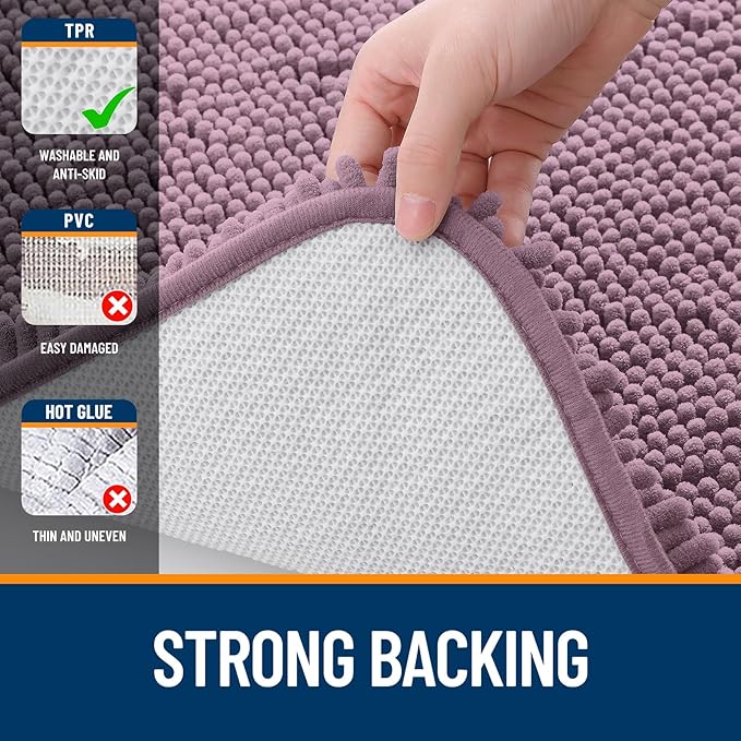OLANLY Large Bathroom Rugs 45x27, Extra Soft Absorbent Chenille Bath Rugs, Rubber Backing Quick Dry, Machine Washable Bath Mats for Bathroom Floor, Tub and Shower, Home Decor Accessories, Deep Plum