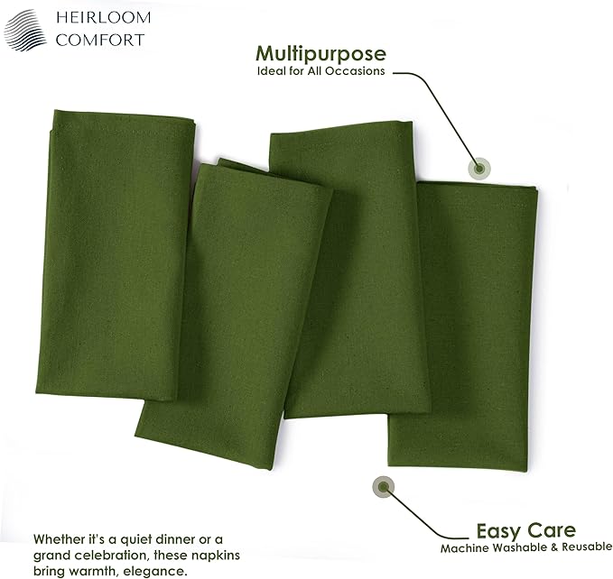 Mint Green Cloth Dinner Napkins 17 x 17 Inch, Soft, Absorbent, Reusable, Washable, Durable, Set of 12 - Ideal for Spring, Summer, Easter, Baby Showers, Weddings, Everyday Use