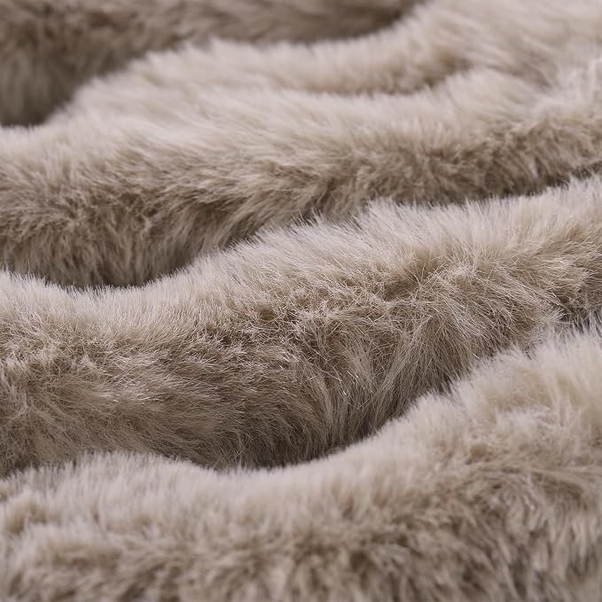 MADIZZ Pack of 2 Thick Plush Faux Wool Throw Pillow Covers Soft Boho Throw Pillows Luxurious Cushion Covers for Couch Sofa Bedroom Living Room Home Decor Euro Sham 24x24 Inch Taupe