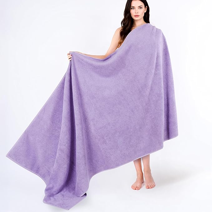 Cotton Paradise 100% Cotton Turkish Towel Set, Soft Absorbent Quick Dry, 40x80 Oversized Bath Sheet Towel, Lilac