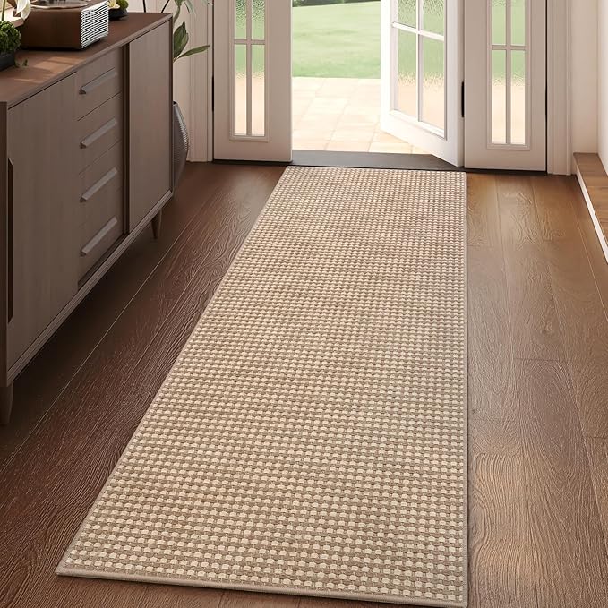 YDKGL 2x5 ft Hallway Runner Rug Boho Woven Washable Long Kitchen Runner Rugs Mat Non Slip, Soft Entryway Laundry Hall Runner Floor Carpet for Indoor Backdoor Bedroom Kitchen Living Room, Brown