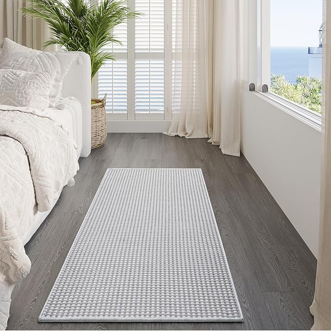 YDKGL 2x5 ft Hallway Runner Rug Boho Woven Washable Long Kitchen Runner Rugs Mat Non Slip, Soft Entryway Laundry Hall Runner Floor Carpet for Indoor Backdoor Bedroom Kitchen Living Room, Gray