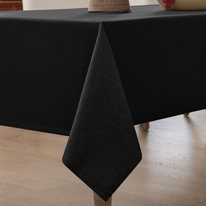 Black Rectangle Tablecloth 55 x 72 Inch Small Linen Table Cloth Wrinkle Resistant Washable Fabric Cloth Tablecloth for Buffet 4 Ft Table Holiday Party Dinner Wedding