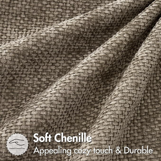 MIULEE Pack of 2 Couch Throw Pillow Covers 16x16 Inch Neutral Khaki Modern Boho Accent Decorative Pillow Covers Soft Chenille Farmhouse Cushion Covers for Home Decor Bed Sofa Living Room