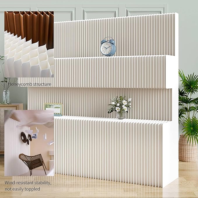 Paper Room Divider Screen Folding Adjustable Privacy Partition for Home & Office Portable Decorative Wall Divider for Dorm, Studio, Exhibition, Store or Room Separation 7.875ft-6.56ft-1.71ft