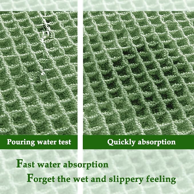 ZALL Waffle Bath Mat,Super Absorbent Non Slip Bathroom Rug,Sage Green 24x48inch,Machine Washable Ultra Soft Floor Mats