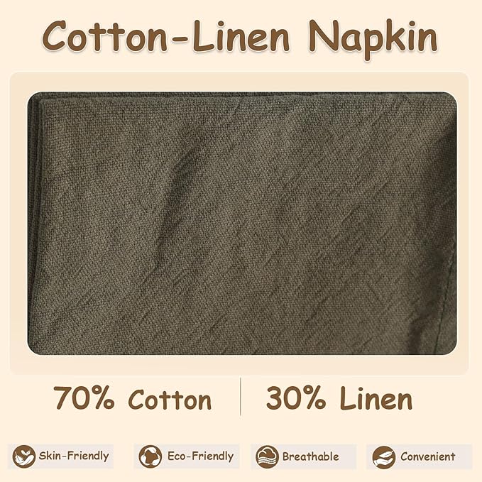 Urby Eco Hanky 10x10in Reusable Linen/Cotton Napkins. Small Cloth Napkins. Eco Friendly. Ideal Use As Kids Napkins for Lunch. Dinners. Occasions Like Weddings,Birthday,Cocktail Parties. (LGN,12pk)