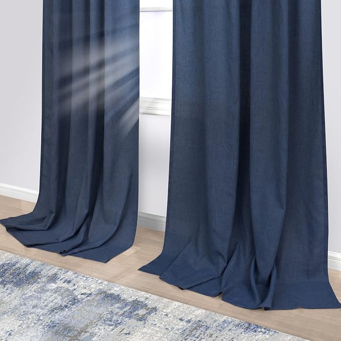 KOUFALL Office Curtains for Men Cave,Cool Light Filtering Translucent Thick Sheer Masculine Curtains for Teen Boy Bedroom,72 Inch Length 2 Panels,Star Night Navy Blue