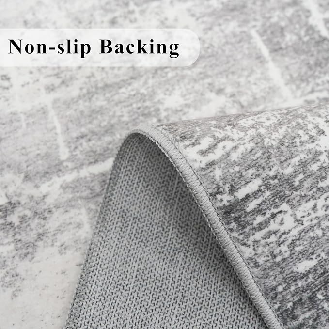 Abstract 2x3 Entryway Area Rugs: Washable Water Resistant Kitchen Rug Non-Slip Durable Doormat Ultra Soft Bedroom Beside Carpet Indoor Low Pile Floor Mat for Bathroom Stove Sink Area(2x3,Light/Grey)