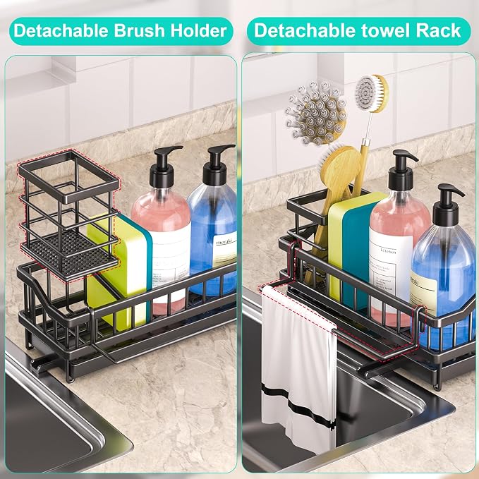 Sponge Holder for Kitchen Sink - Countertop Rustproof Stainless Steel, Kitchen Gadgets Accessories, Sink Caddy