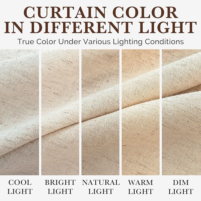 Linen Shower Curtain Boho Beige Shower Curtains for Bathroom Thick Fabric Shower Curtain with Tassels Neutral Shower Curtains Rustic Farmhouse Bath Decor 72 Inch