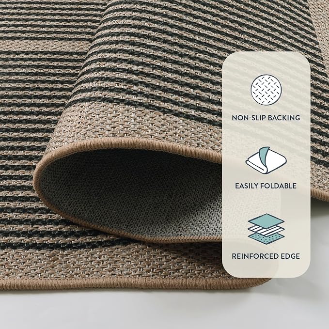Lahome Enfys Modern Rainbow Easy Jute Carpet, 8x10 Living Room Rugs Indoor Outdoor Patio Dining Room Rug, Contemporary Farmhouse Non Slip Non Shedding Carpet for Deck Backyard