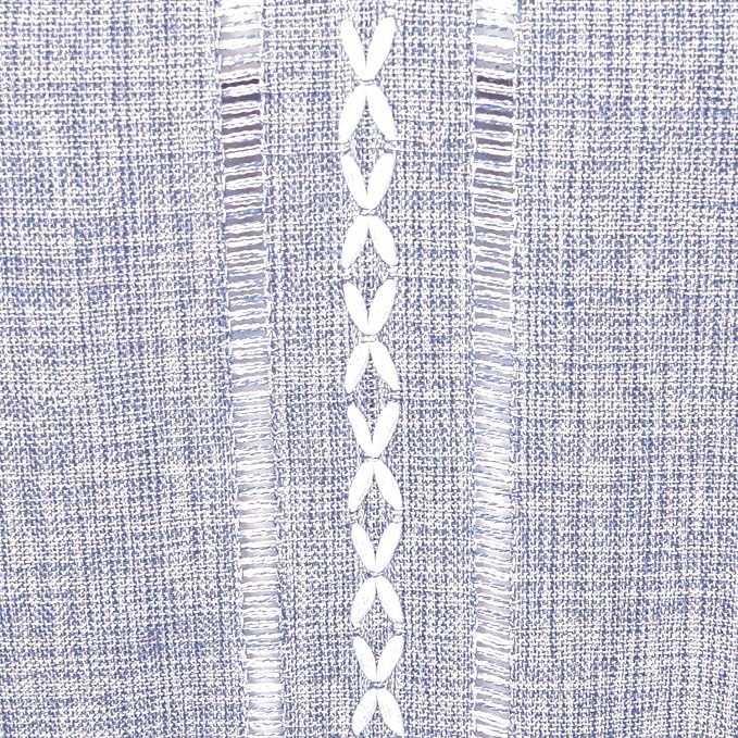 Yicorgard Farmhouse Table Runner Rustic Style 13“ x 72”, Braided Striped Linen Rustic Table Runner 72 Inches Long with Tassels for Dining Room Kitchen Reading Dresser Décor,Blue