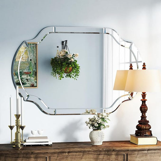Decorative Mirrors for Wall Decor, 24" x 36" Large Beveled Wall Mirror for Living Rroom Dining Room Bathroom Bedroom Entryway, Vanity Mirror Hang Horizontally or Vertically