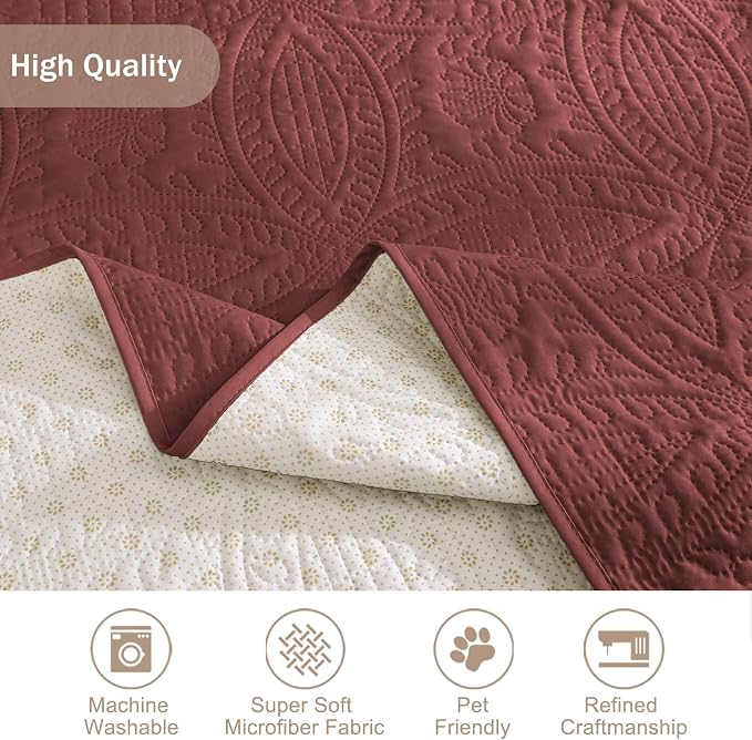 Large Quilted Recliner Chair Covers, Waterproof Red Chair Covers, Lazy Boy Chair Covers, Pet Friendly Recliner Slipcover for Dogs Cats, Washable Furniture Protector (Recliner 30", Red)