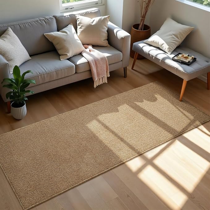 Softlife Hallway Runner Rug 2x6 ft Faux Jute Rugs Washable Entryway Rug Hall Carpet Runner Modern Farmhouse Laundry Kitchen Room Mat Long Carpet for Bathroom, Brown