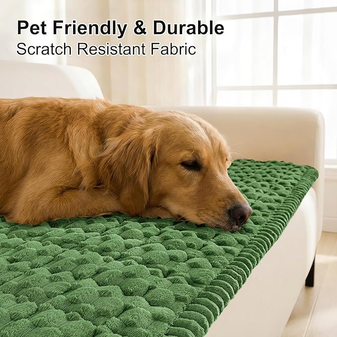 Smiry Couch Covers for Dogs Washable, Non Slip Fuzzy Pet Couch Covers for Sofa, Soft Thick Sofa Slipcovers Furniture Protector Pet Friendly (Olive Green, 27.6" x 47")