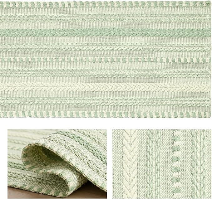 Artoid Mode Sage Green Farmhouse Woven Table Runner, Seasonal Holiday Rustic Kitchen Dining Table Decoration for Home Party Decor 12x48 Inch