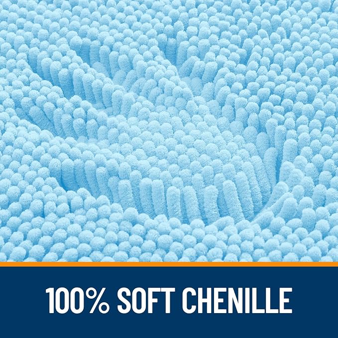 OLANLY Bathroom Runner Rugs 59x24, Soft Absorbent Chenille Bath Rugs, Rubber Backing Quick Dry, Machine Washable Long Bath Mats for Bathroom Floor, Tub and Shower, Home Decor Accessories, Sky Blue