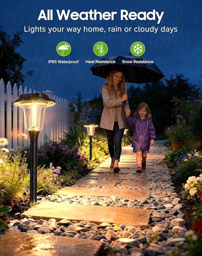 2026 New Solar Pathway Lights Outdoor 8 Pack Solar Lights Outdoor Waterproof IP65 Upgraded Bright LED Auto On/Off Modern Garden Lights Solar Powered Light for Yard Lawn Walkway Driveway Patio Decor