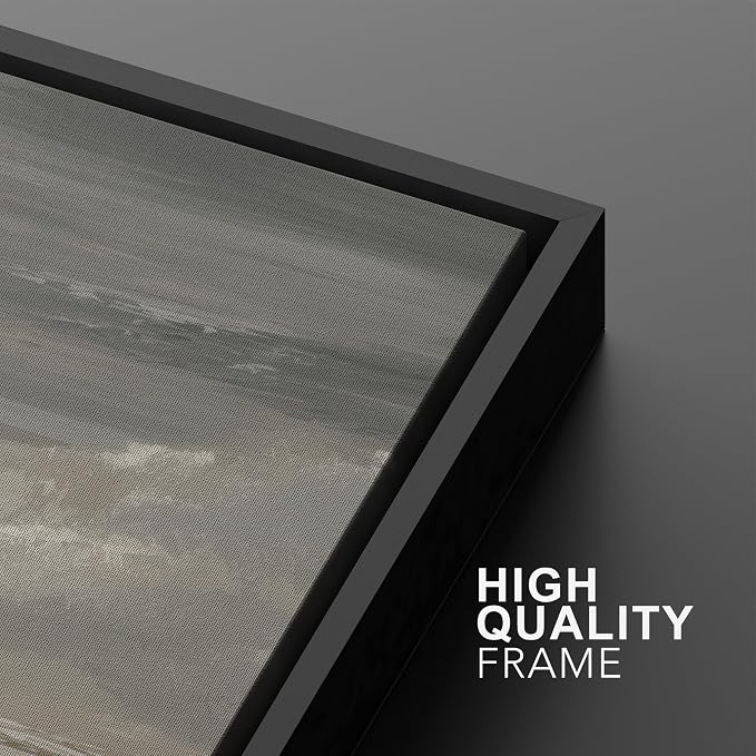 SIGNWIN Framed Canvas Print Wall Art Muted Coastal Horizon Illustrations Modern Art Minimal Boho Relax/Calm for Living Room, Bedroom, Office - 16"x24"x2 BLACK
