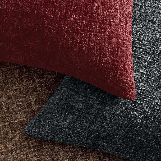 MIULEE Decorative Throw Pillow Covers 12x20 Pack of 2 Dark Grey Couch Pillow Covers Soft Cozy Textured Chenille Pillowcases for Home Decor Sofa Living Room Cushion Bedroom