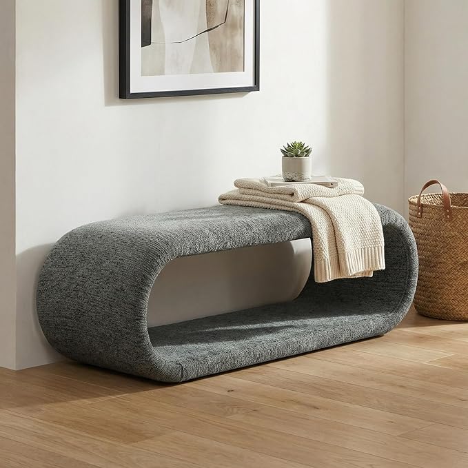 Chifee & Vingol 52" W Modern Living Room Bench Upholstered Entryway Bench Bedroom Benches End of Bed Benches for Entryway, Dining Room and Living Room,Gray