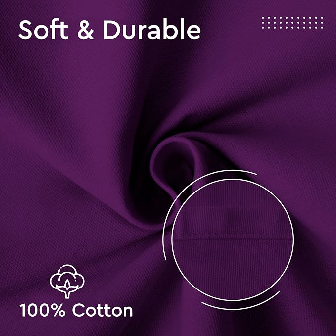 Encasa XO Purple Cloth Napkins Set of 6, 17"x17" | Solid Color Cotton Dinner Napkins | Washable & Reusable Wedding Napkins for Holiday Dinners, Party, & Everyday Table Decor