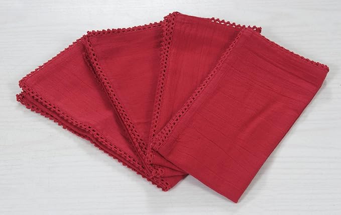 ACCENTHOME Red Cloth Napkins Set of 6 18x18 inch Cotton Dinner Napkins - Washable Soft Premium Hotel Quality Reusable Napkins Perfect Table Napkins for Family Dinners, Weddings & Everyday Use