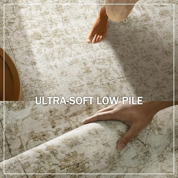 Washable Kitchen Rug Runners for Hallways: 2'6"x8' Bedroom Runner Rug Non Slip Low-Pile Stain Resistant Soft Carpet Runner for Indoor Entryway Hallways Kitchen Laundry Room Beside Farmhouse
