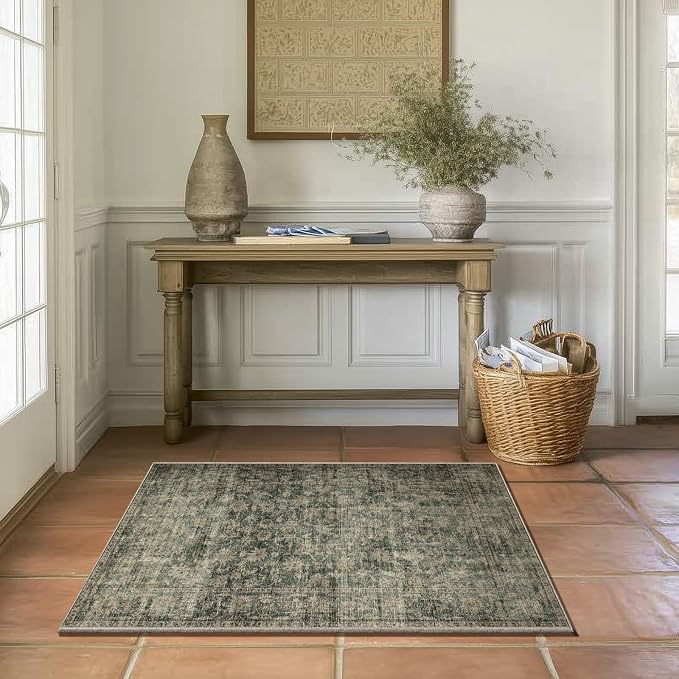 Machine Washable Throw Rugs for Entryway: Door Mat Indoor Entrance 2x3 Rug Boho Small Area Rug Non-Slip Low Pile Kitchen Rug for Front Door Indoor Entrance Entry Kids Room