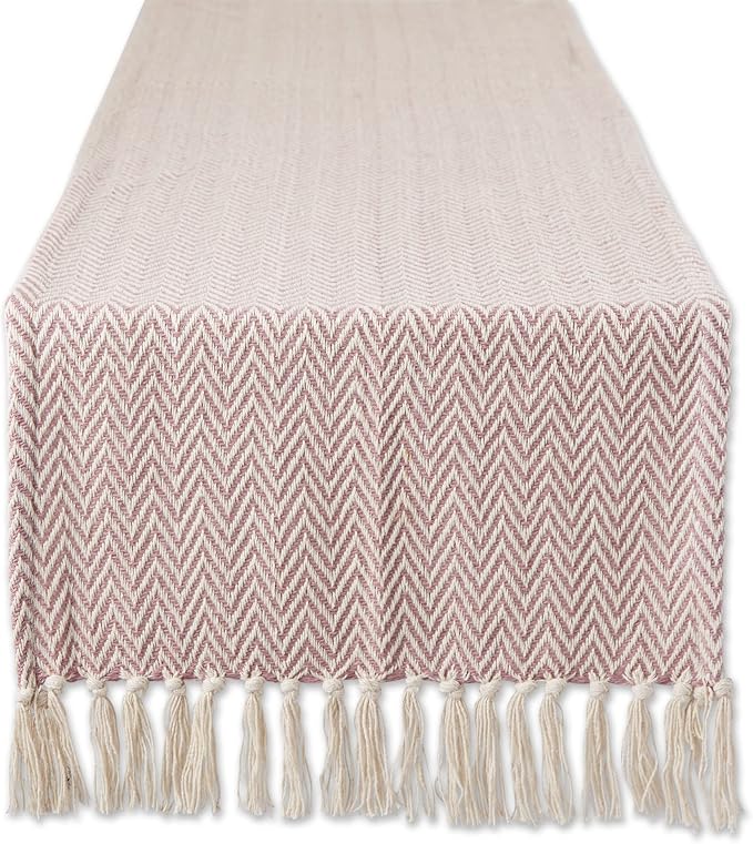 DII Woven Basic Tabletop Collection Chevron Table Runner, 15x72, Pale Mauve