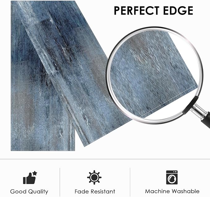 Emvency Farmhouse Style Table Runner, Abstract Art Painting Denim Blue Table Runners for Kitchen Coffee Table Family Dinners Holiday Parties Wedding Events Decor(13x72 inch)