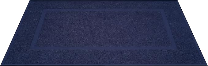 Cotton Paradise 100% Cotton Turkish Bathmat Set, Soft Absorbent Quick Dry, 2 Piece 20x34 Bathmat Floor Set, Navy Blue