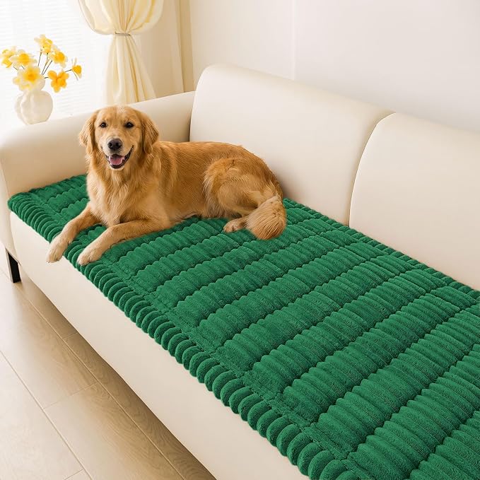 hyha Couch Cover for Dogs Washable, Non Slip Thick Flannel Sofa Protector, Pet Friendly Plush Furniture Cover for Sectional Sofa & Loveseat (Turquoise, 27.6" x 88")