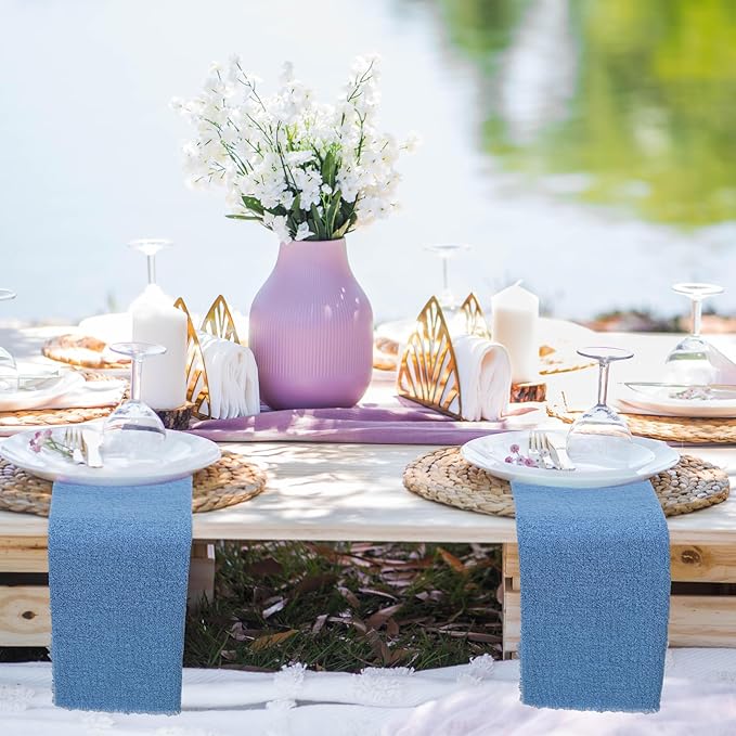 50 Pack Cyan Handmade Cloth Napkins 16 x 16 Inch Cotton Linen Napkins with Fringe, Washable and Reusable Napkins, Soft Rustic Boho Fringe Cloth Napkins for Dinners,Parties, Wedding