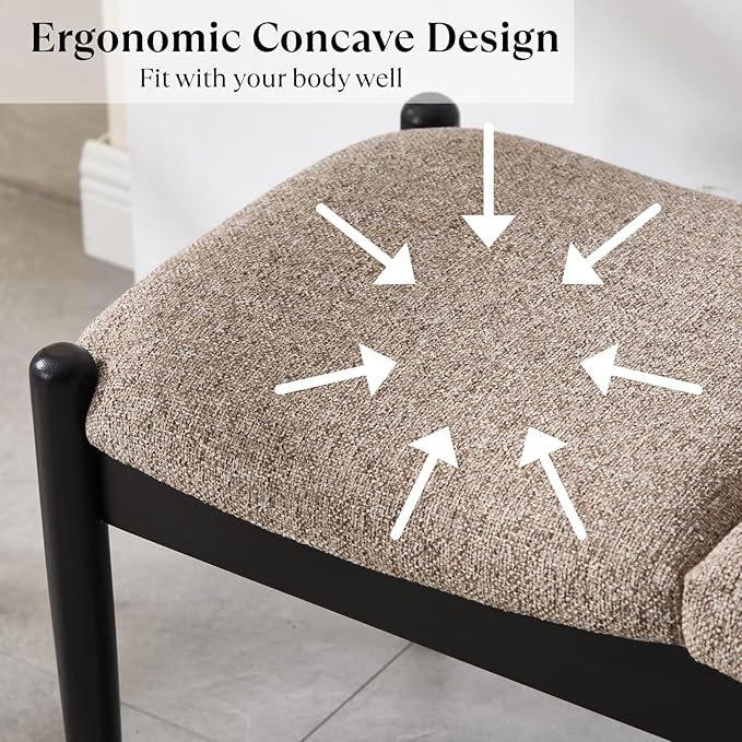 Ya-Home Modern Bedroom Ottoman Bench, 54.25” Linen Upholstered End of Bed Bench, Long Seating Entryway Bench Window Bench with Padded Cushion Solid Wood Legs for Living Room/Hallway, Khaki