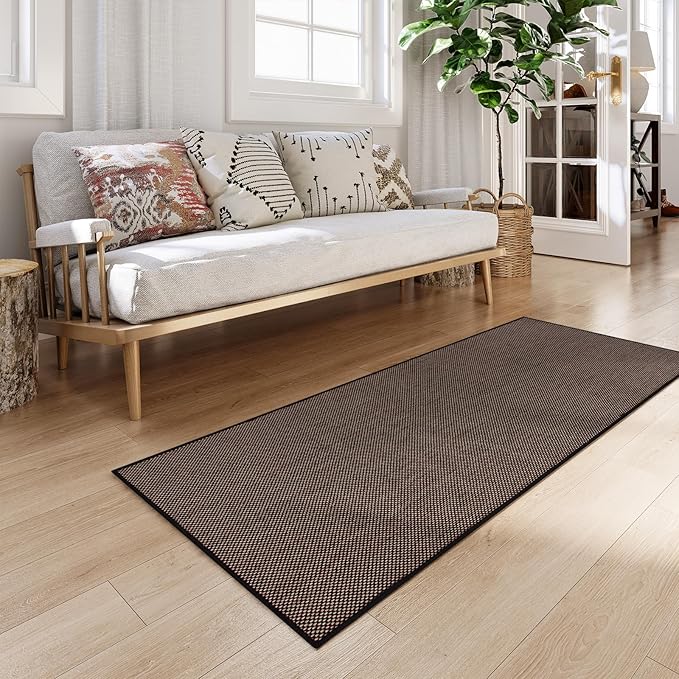 Lahome Noe Farmhouse Black Runner Rug, 2x6 Washable Kitchen Runner Non Slip for Entryway Indoor, Neutral Non Shedding Floor Carpet for Hallway Bathroom Laundry