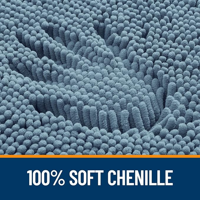 OLANLY Small Bathroom Rugs 24x16, Extra Soft Absorbent Chenille Bath Rugs, Rubber Backing Quick Dry, Machine Washable Bath Mats for Bathroom Floor, Tub and Shower, Home Decor Accessories, Airy Blue