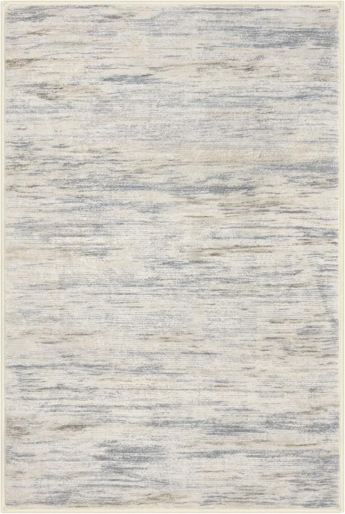 SIILOOM 2x3 Modern Abstract Rug for Entryway, Gray Beige Neutral Multi Super Soft Small Washable Area Rug, Non-Slip Kitchen Rugs, Low-Pile Mat for Bedside, Indoor Door Mat