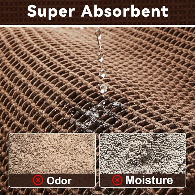 Triohero Waffle Bath Mat, Small Boho Bathroom Rugs Non Slip Washable, Ultra Soft Super Absorbent Quick Dry Farmhouse Bathroom Decor, 16" x 24", Mocha