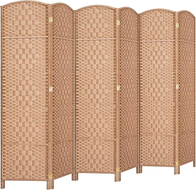HALLYBEE Room Divider, Room Dividers and Folding Privacy Screens, 16in Privacy Screen, 6 Panel Temporary Wall Partitions, 6ft Space Separation Panel Screen, Natural