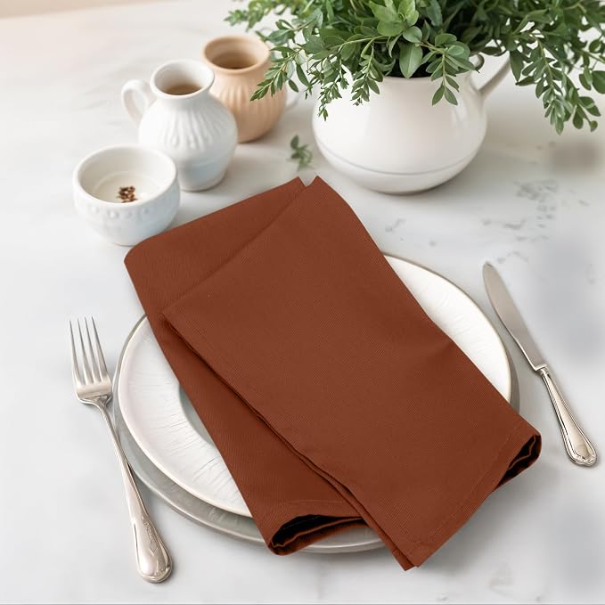 Zoyer Cloth Napkins Set of 12, 18x18 Inches Cotton Enrich Napkins Cloth ‎Washable, Soft & Durable Dinner Napkins for Parties, Wedding, Christmas, ‎Thanksgiving & Everyday Use - Rust